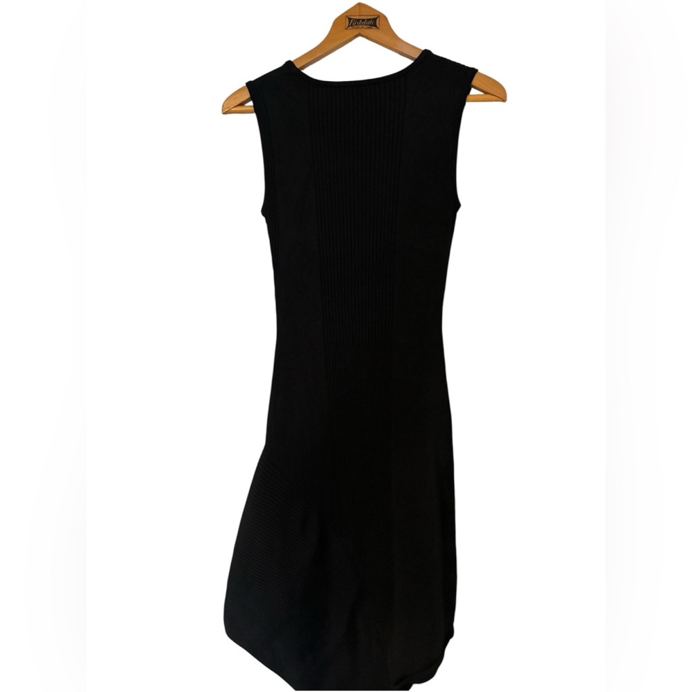 Pink Tartan Black Asymmetrical Ribbed Knit Bodycon Dress Sleeveless XXS XS - Picture 2 of 6